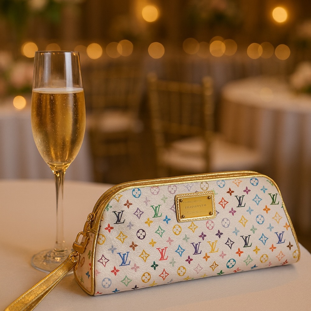 Louis Vuitton white multicolor wristlet